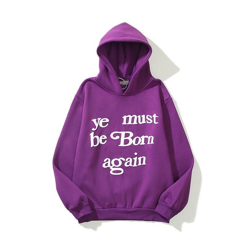 European and American Trendy Brand With The Same Letter Foam Printing Men and Womens Plush Pullover Hoodie