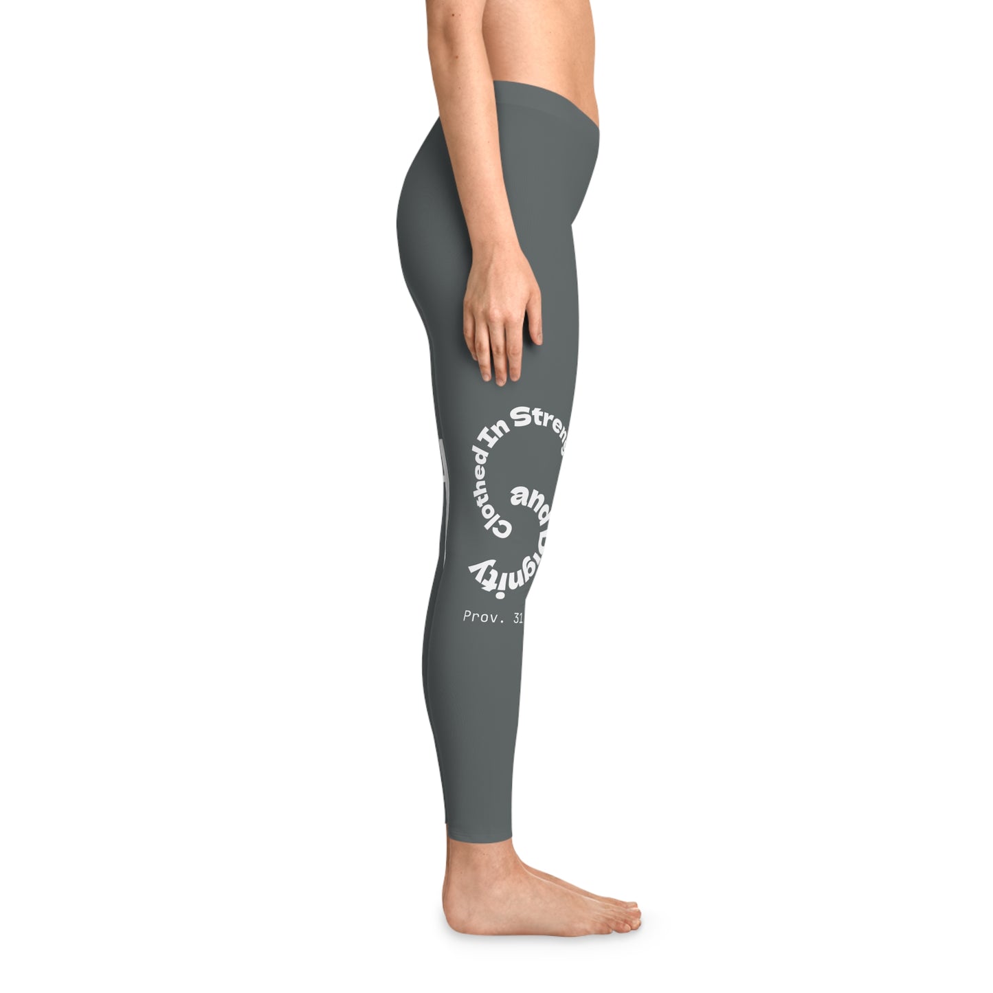 Ankle-Length Leggings - Dark Grey/White