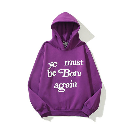 European and American Trendy Brand With The Same Letter Foam Printing Men and Womens Plush Pullover Hoodie