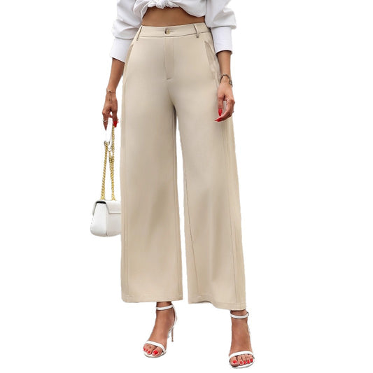 Solid color double-sided pleated pants for women