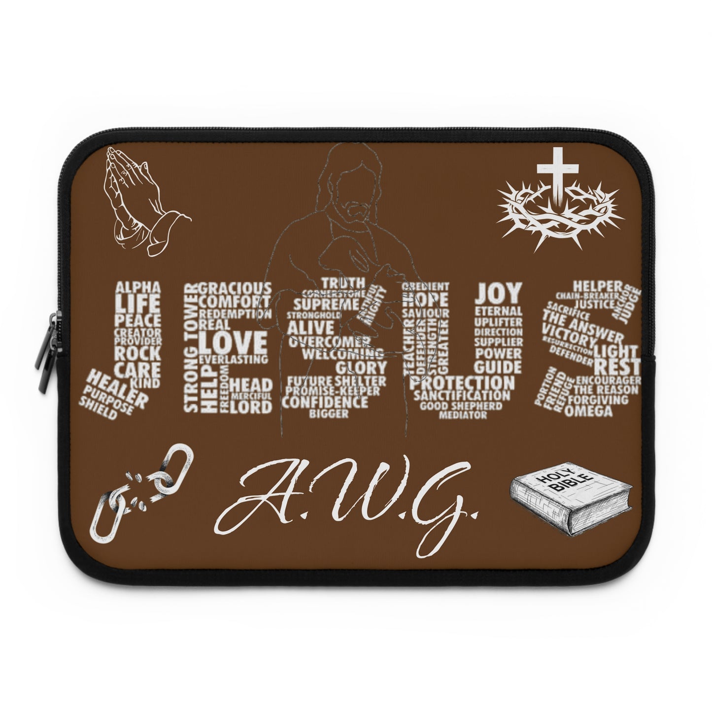Jesus Laptop Sleeve - Brown