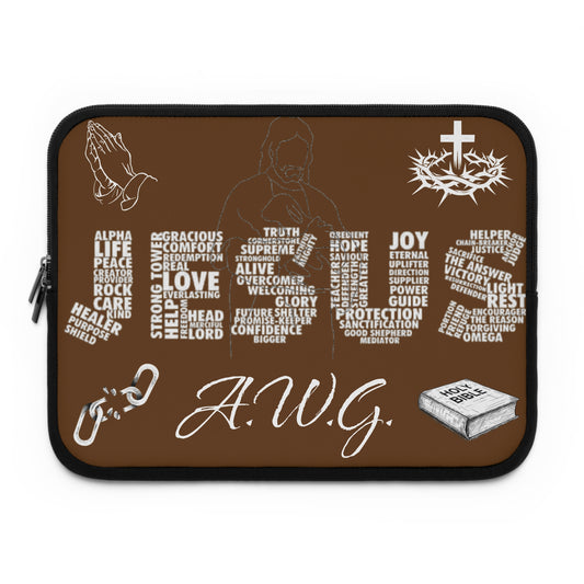 Jesus Laptop Sleeve - Brown