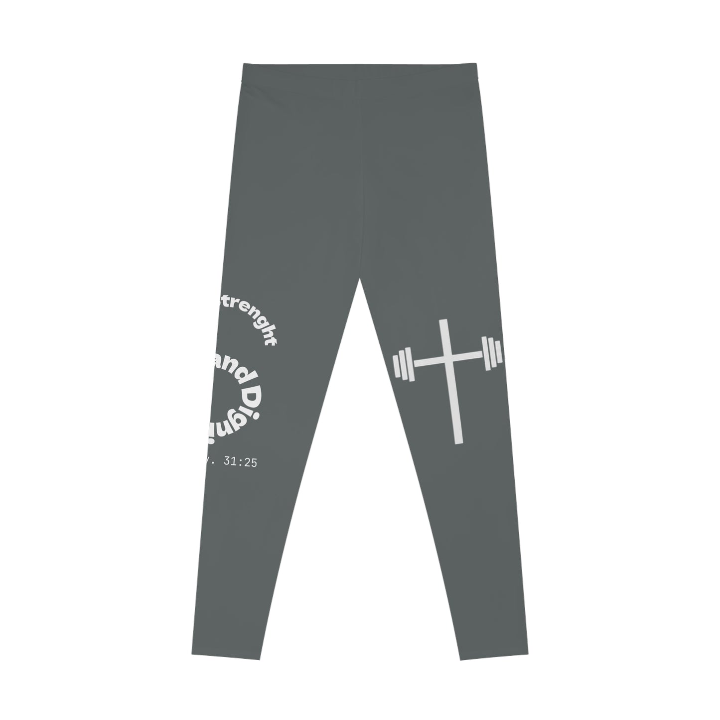Ankle-Length Leggings - Dark Grey/White