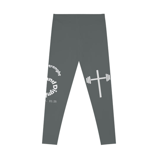 Ankle-Length Leggings - Dark Grey/White