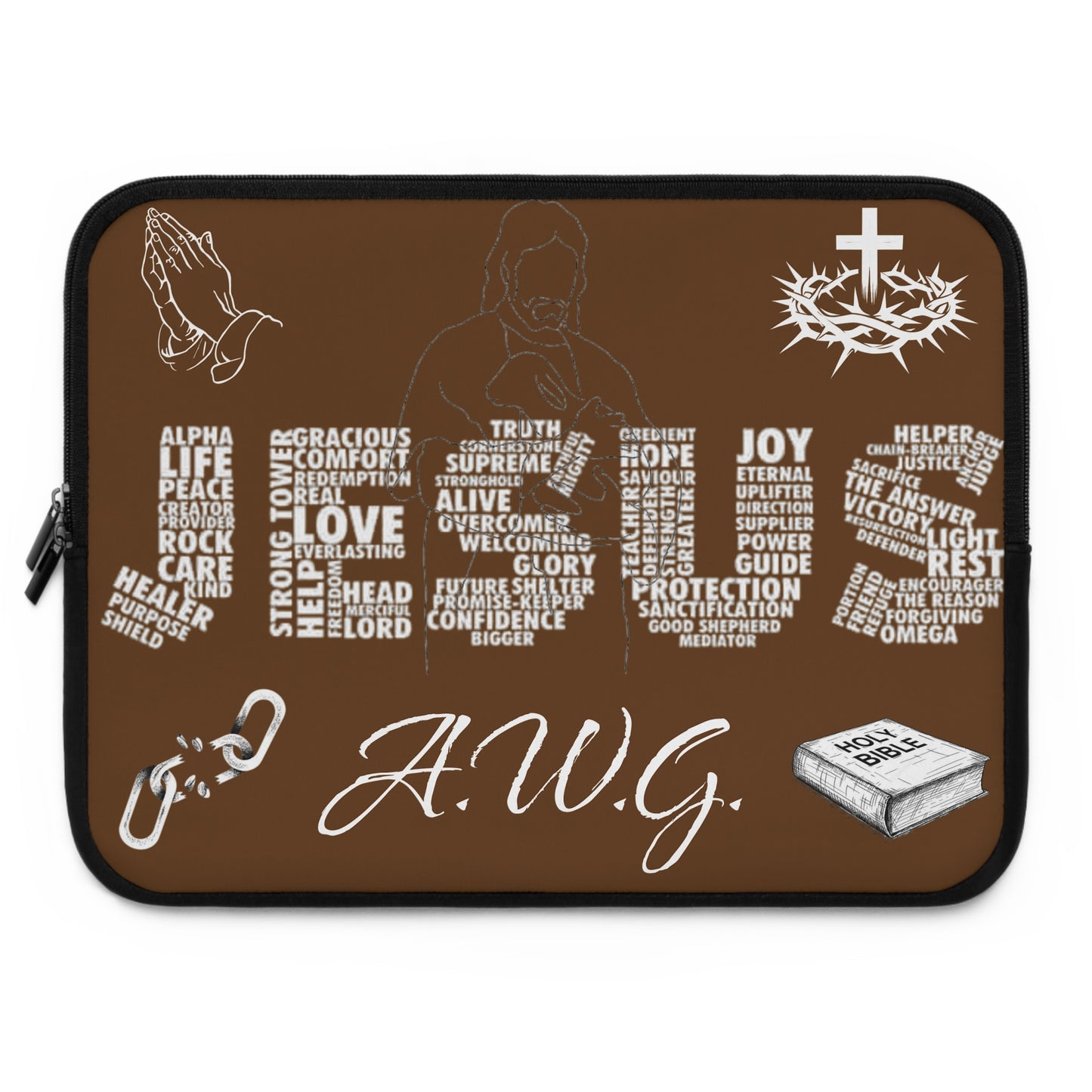 Jesus Laptop Sleeve - Brown