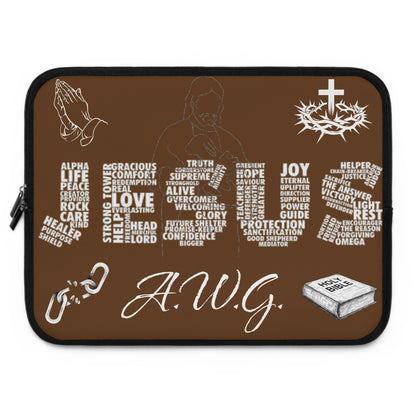 Jesus Laptop Sleeve - Brown