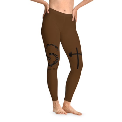 Ankle-Length Workout Leggings - Brown/Black
