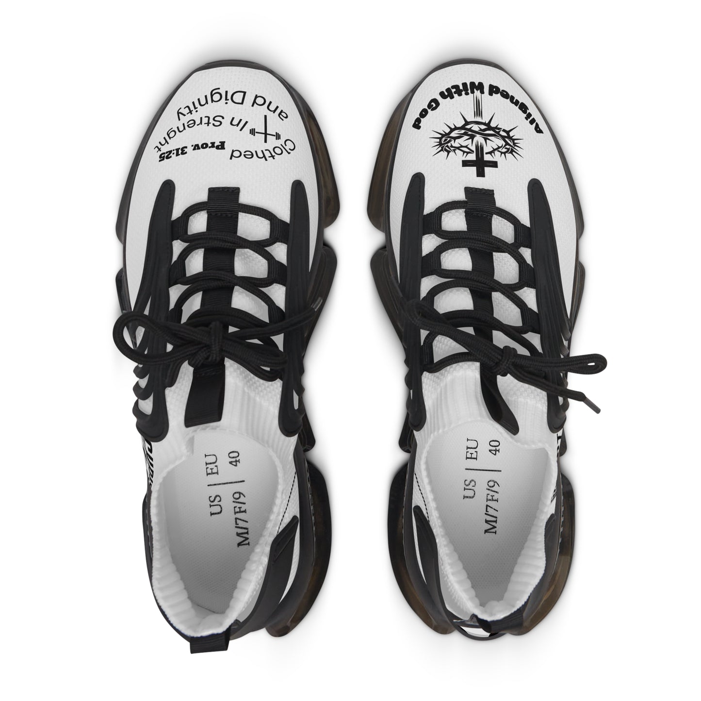 Women's Mesh Sneakers — Black/White & Black/White Athletic Shoes