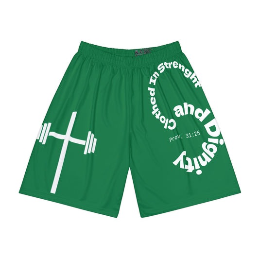 Gym Shorts - Dark Green/White