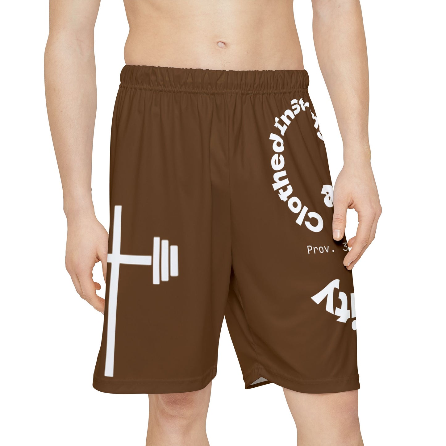 Gym Shorts - Brown/White
