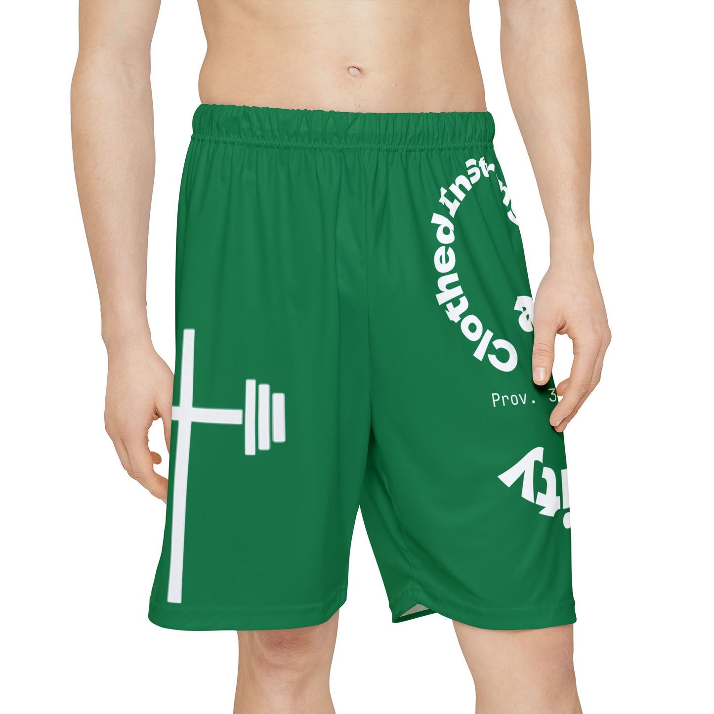 Gym Shorts - Dark Green/White