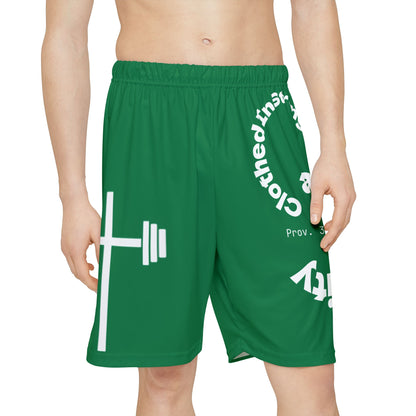 Gym Shorts - Dark Green/White