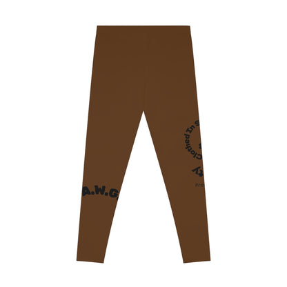 Ankle-Length Workout Leggings - Brown/Black