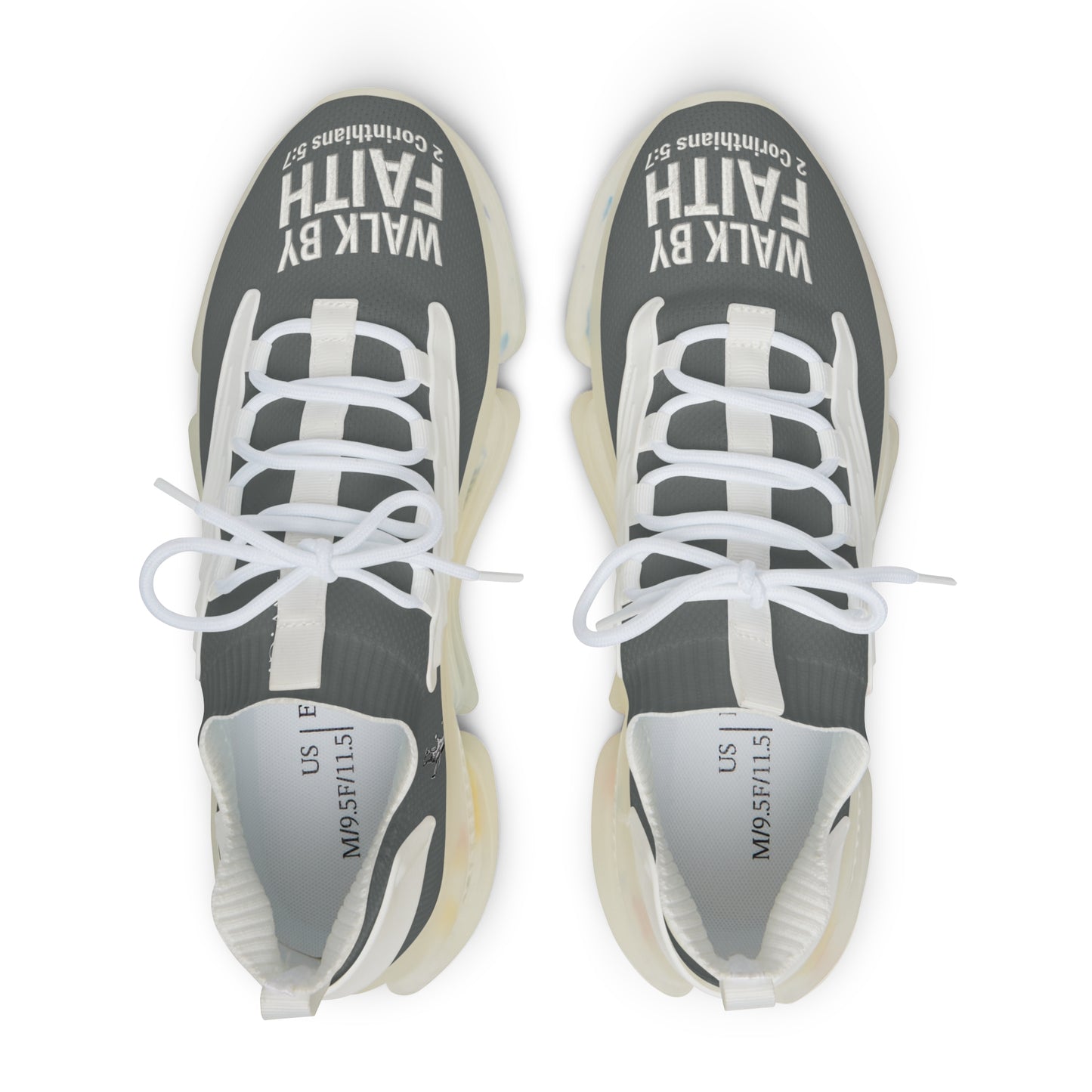 Walk by Faith Men's Mesh Sneakers — Dark Grey/White Athletic Faith Shoes