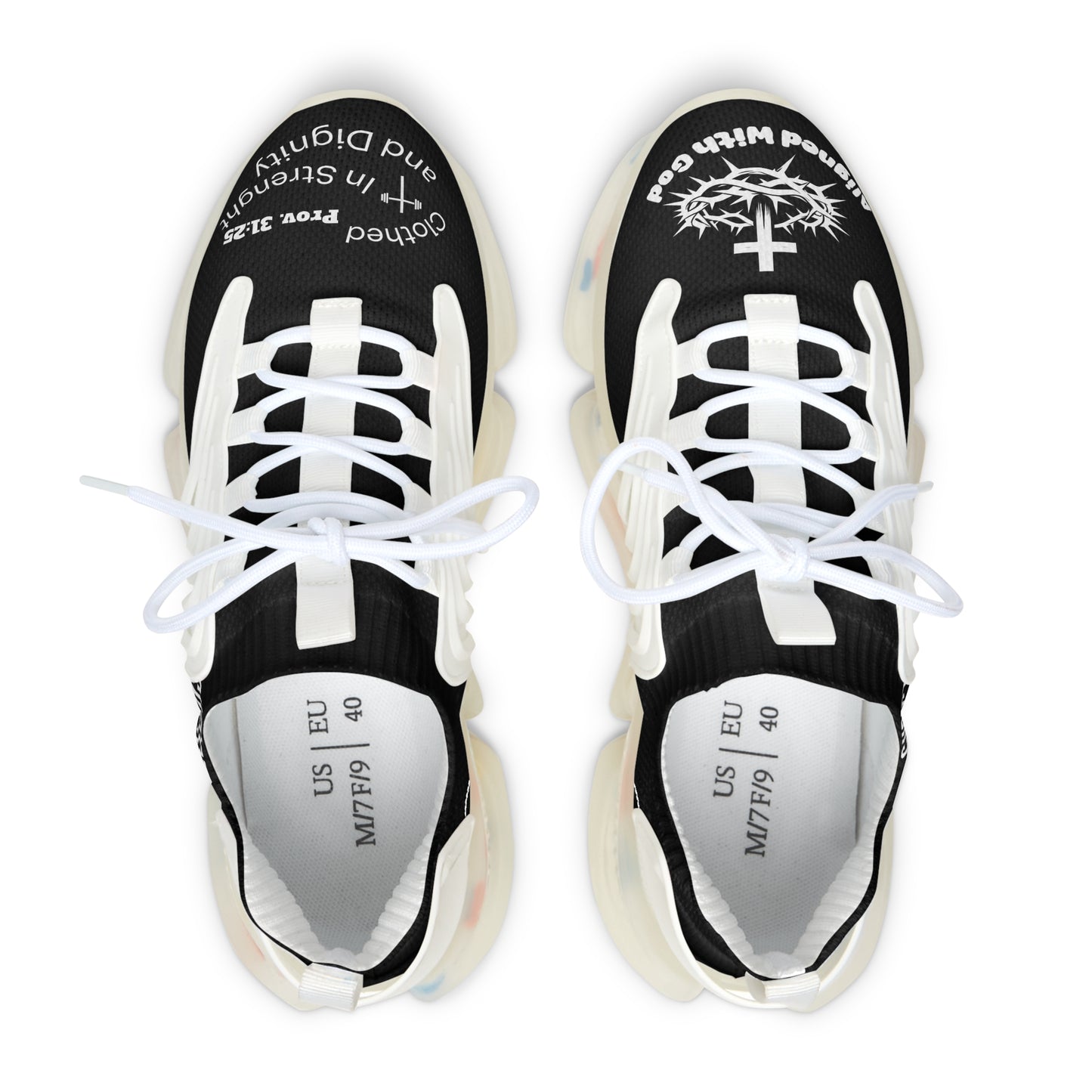 Women's Mesh Sneakers — Black/White & Black/White Athletic Shoes