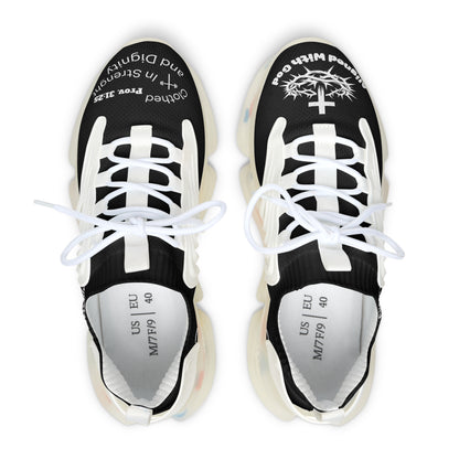 Women's Mesh Sneakers — Black/White & Black/White Athletic Shoes