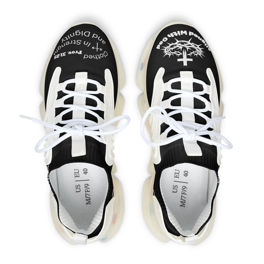 Women's Mesh Sneakers — Black/White & Black/White Athletic Shoes
