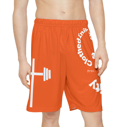 Gym Shorts - Orange/White