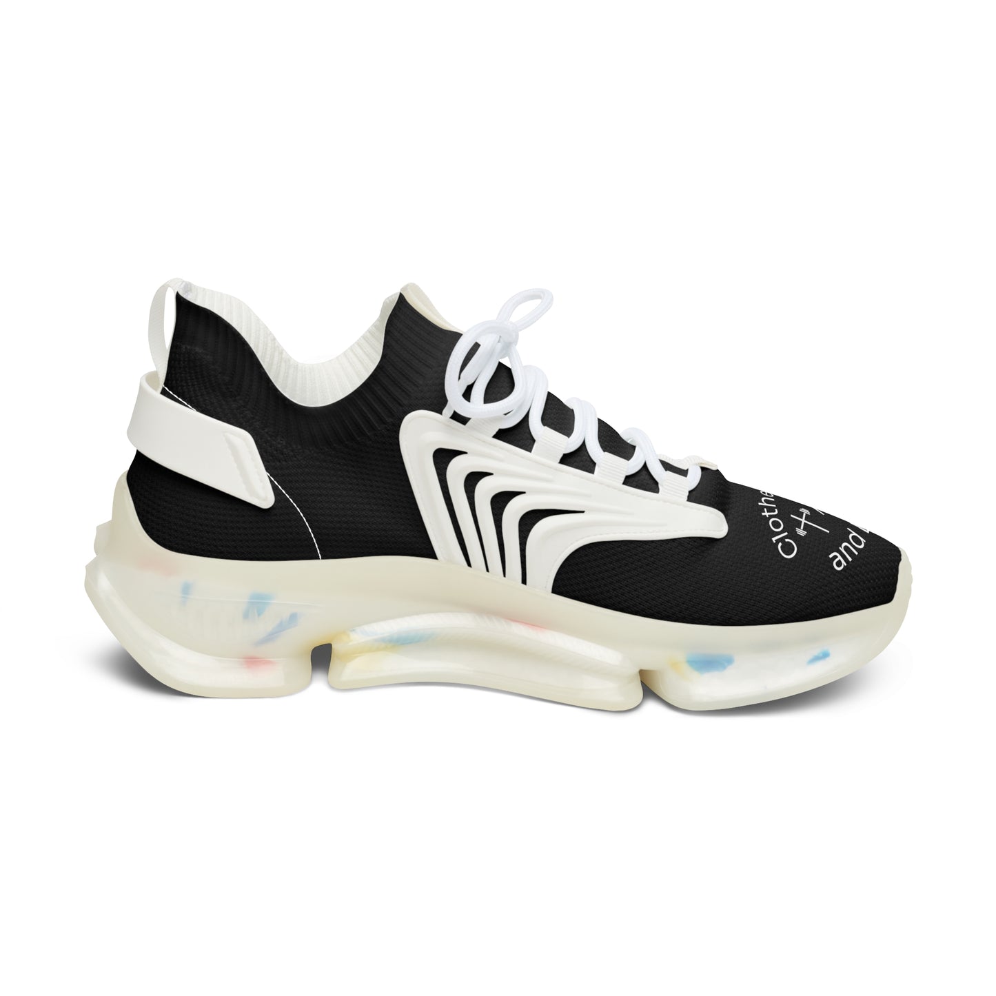 Women's Mesh Sneakers — Black/White & Black/White Athletic Shoes