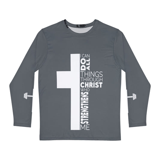 I Can do All things Through Christ - Unisex Long Sleeve - Dark Grey/White