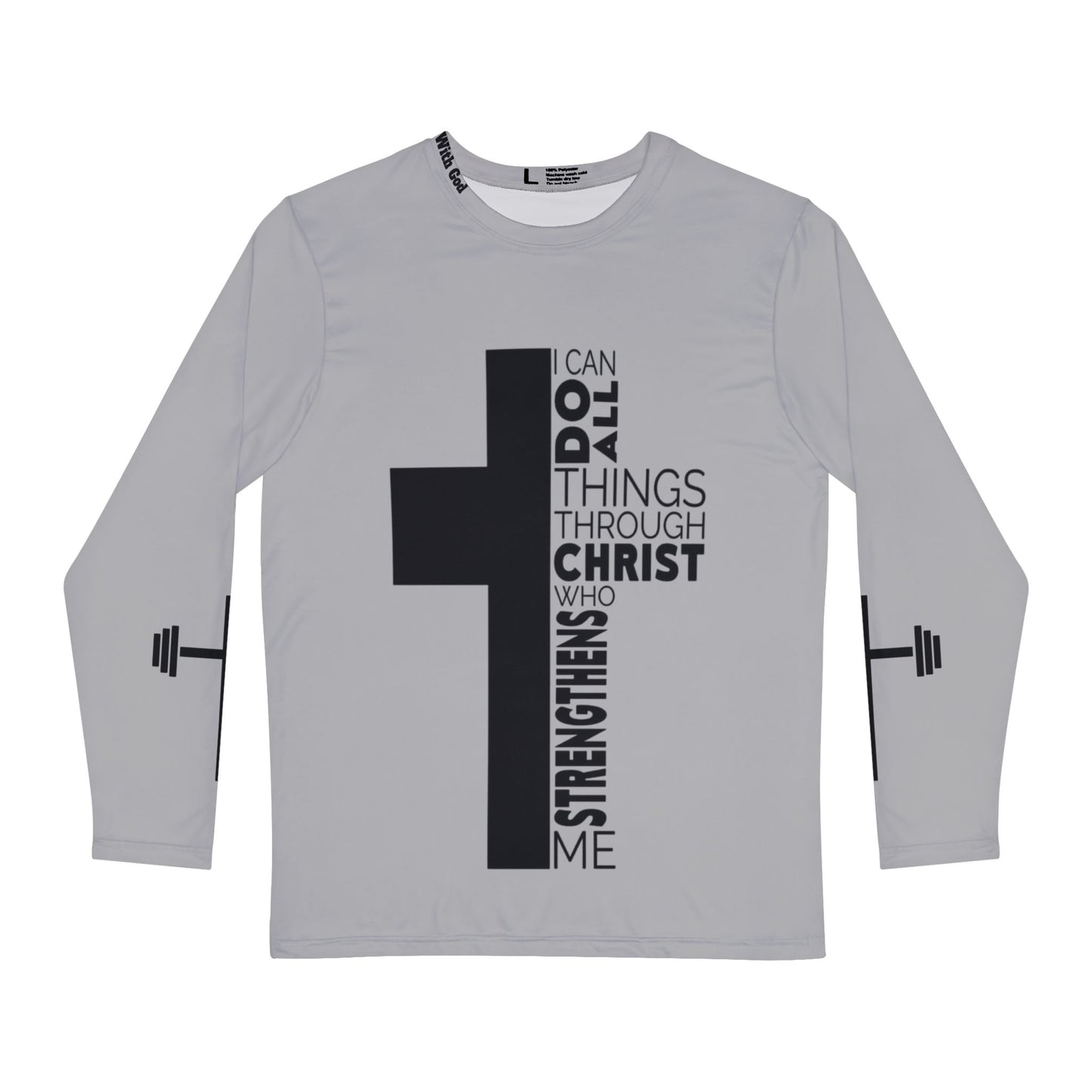 I Can do All things Through Christ - Long Sleeve - Light Grey/Black