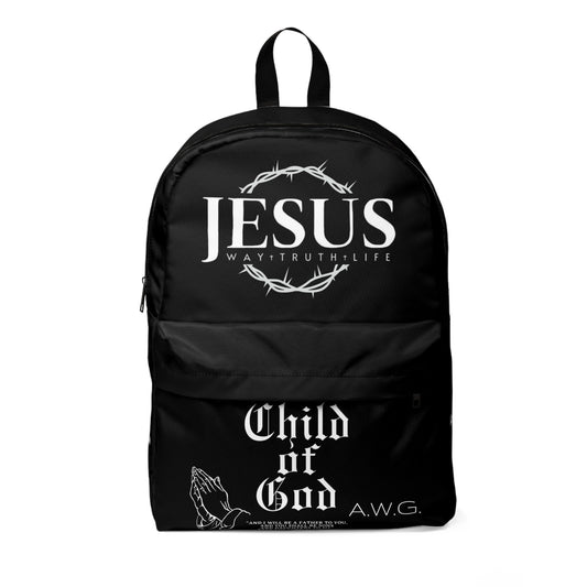 Jesus Way, Truth, Life Backpack — Child of God Cross Design