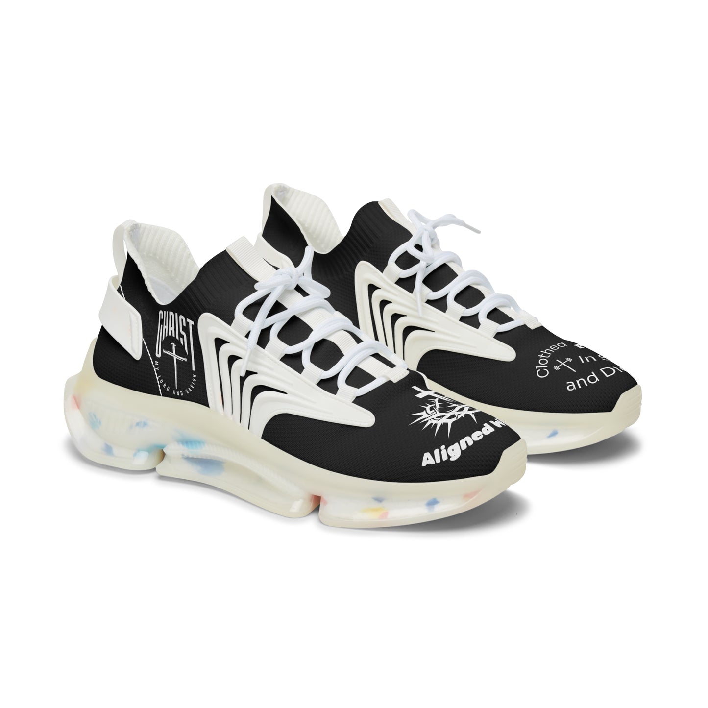 Women's Mesh Sneakers — Black/White & Black/White Athletic Shoes
