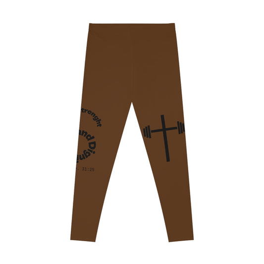 Ankle-Length Workout Leggings - Brown/Black