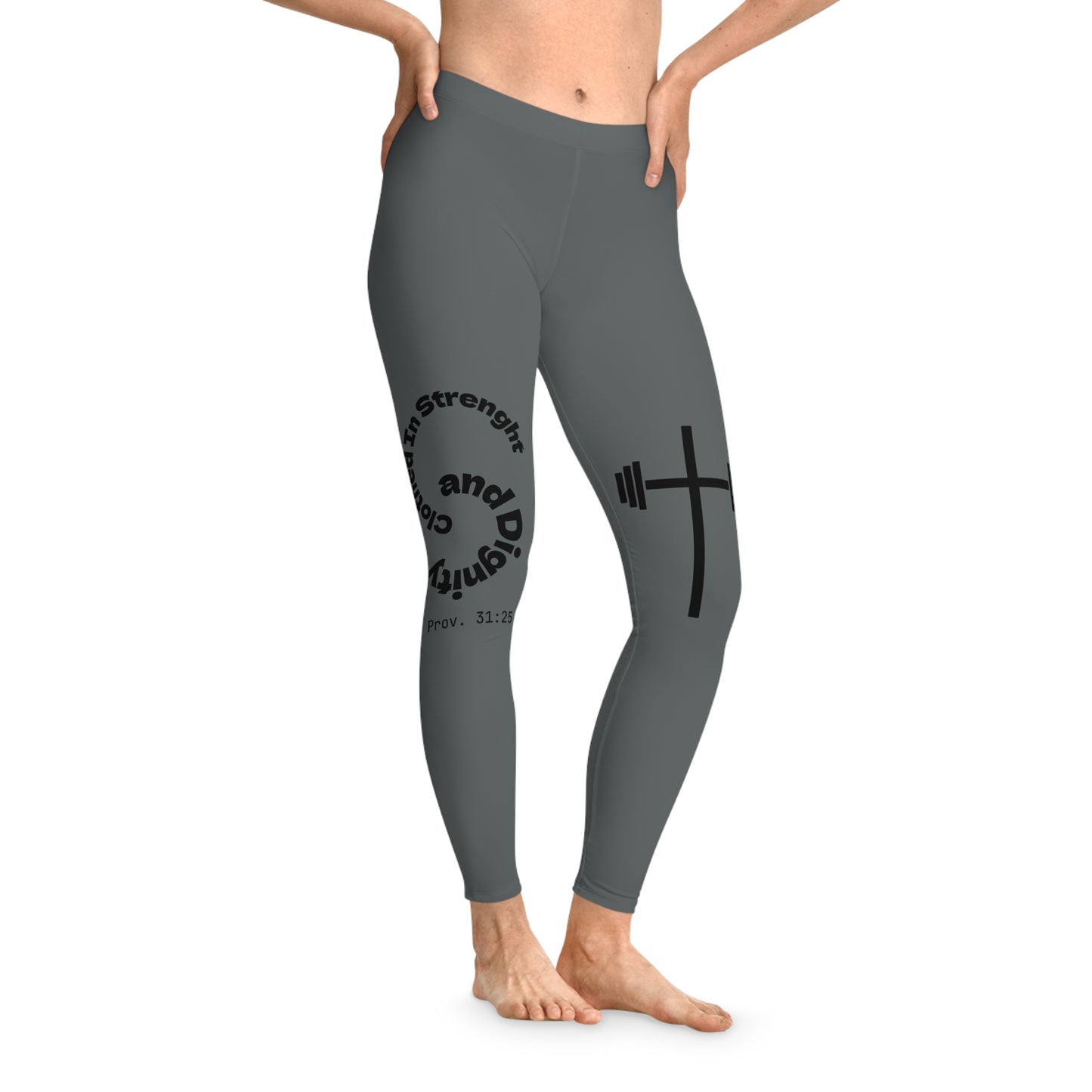 Ankle-Length Workout Leggings - Dark Grey/Black