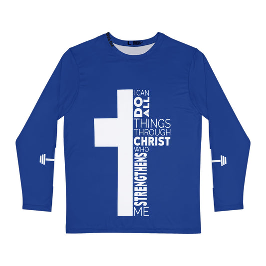 I Can do All things Through Christ - Unisex Long Sleeve - Blue/White