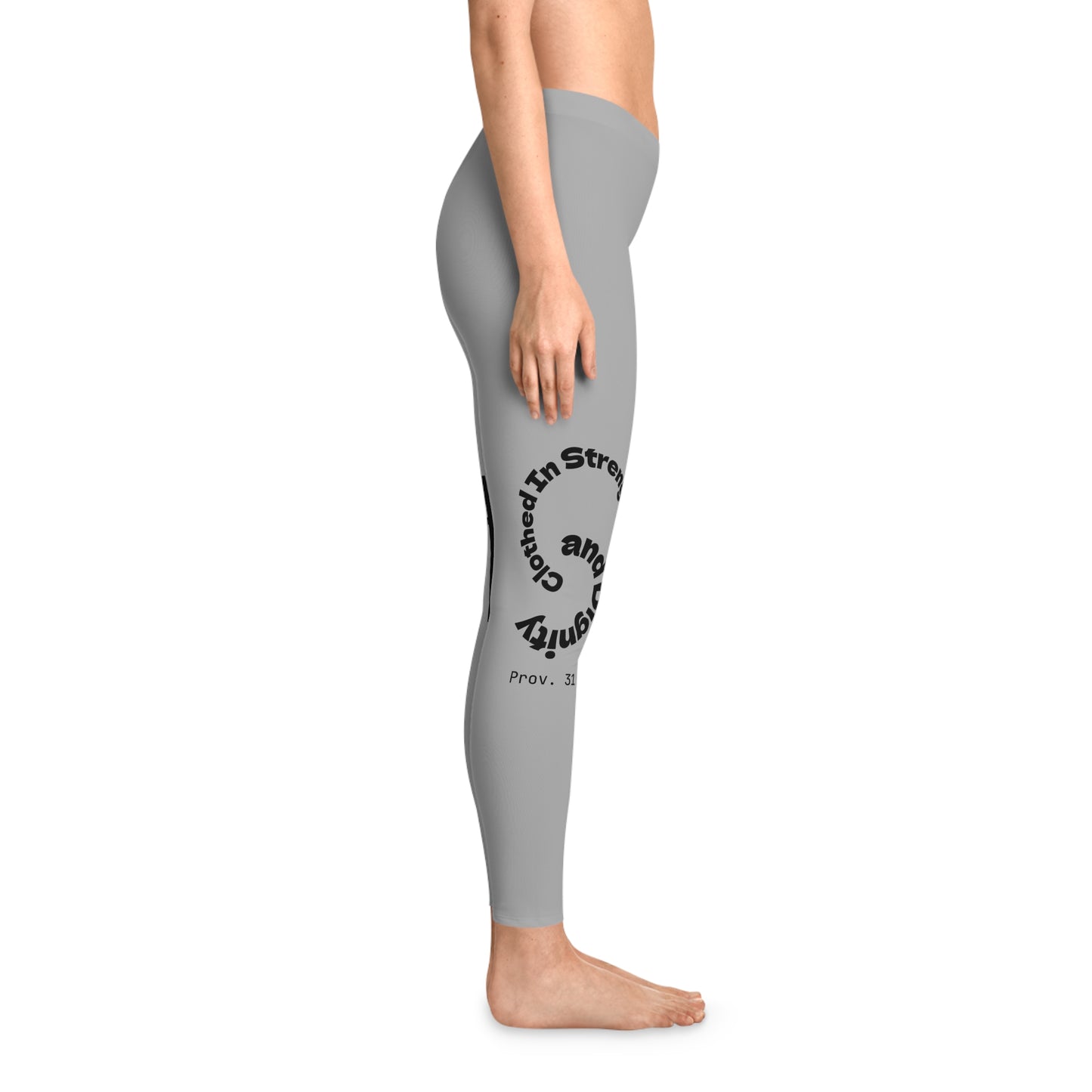 Ankle-Length Workout Leggings - Light Grey/Black