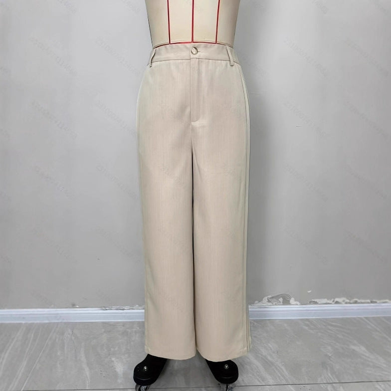 Solid color double-sided pleated pants for women