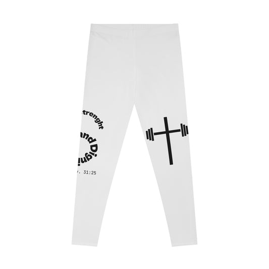 Ankle-Length Workout Leggings - White/Black