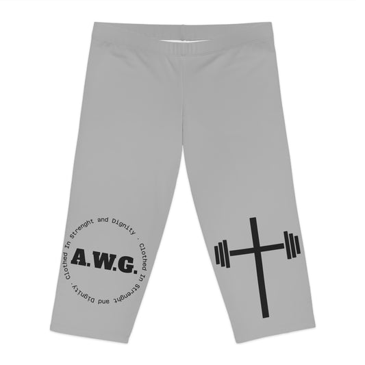 Capri Leggings - Light Grey/Black