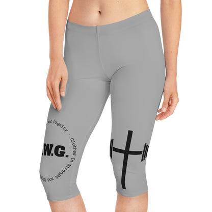 Capri Leggings - Light Grey/Black