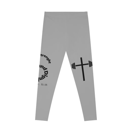 Ankle-Length Workout Leggings - Light Grey/Black