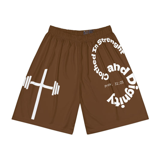 Gym Shorts - Brown/White