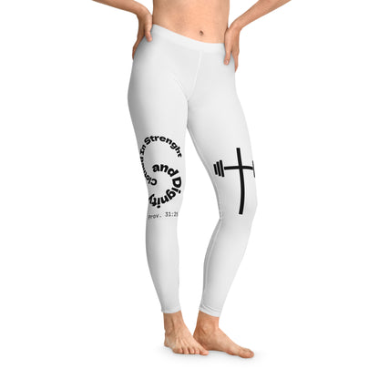 Ankle-Length Workout Leggings - White/Black