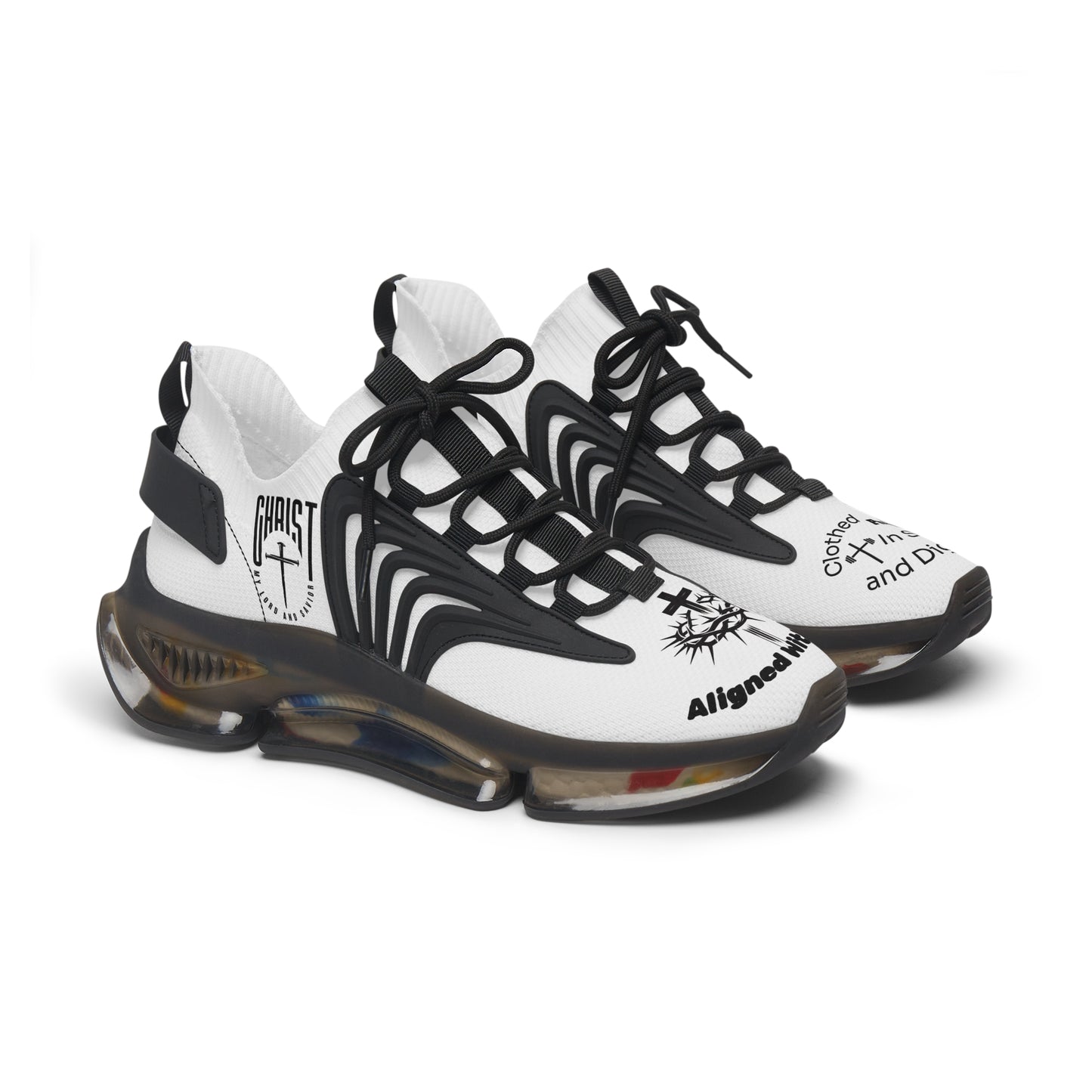 Women's Mesh Sneakers — Black/White & Black/White Athletic Shoes
