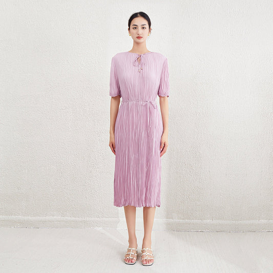Dresses for women with a sense of niche design. Lace up waist with bubble sleeves for long dresses