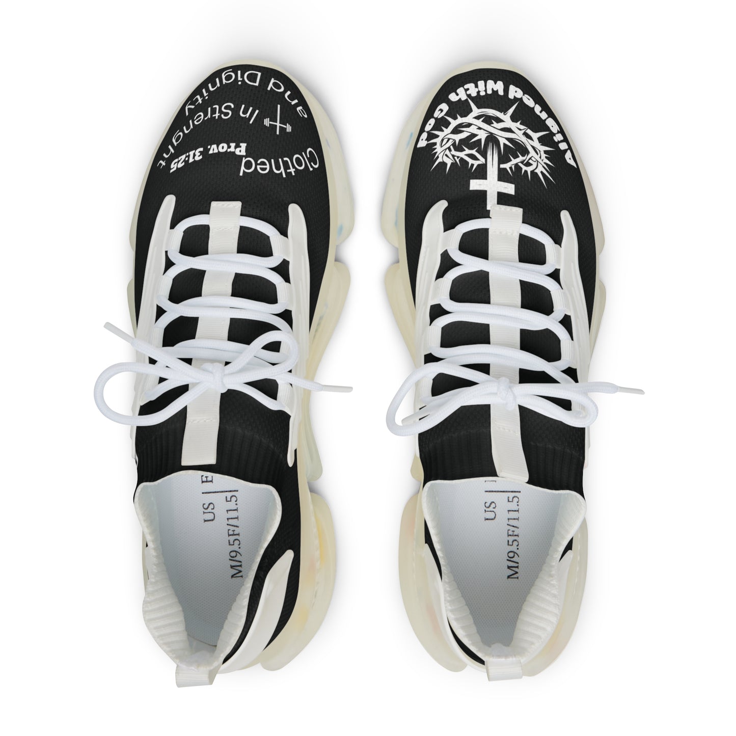 Men's Mesh Sneakers — Black/White & Black/White Athletic Shoes