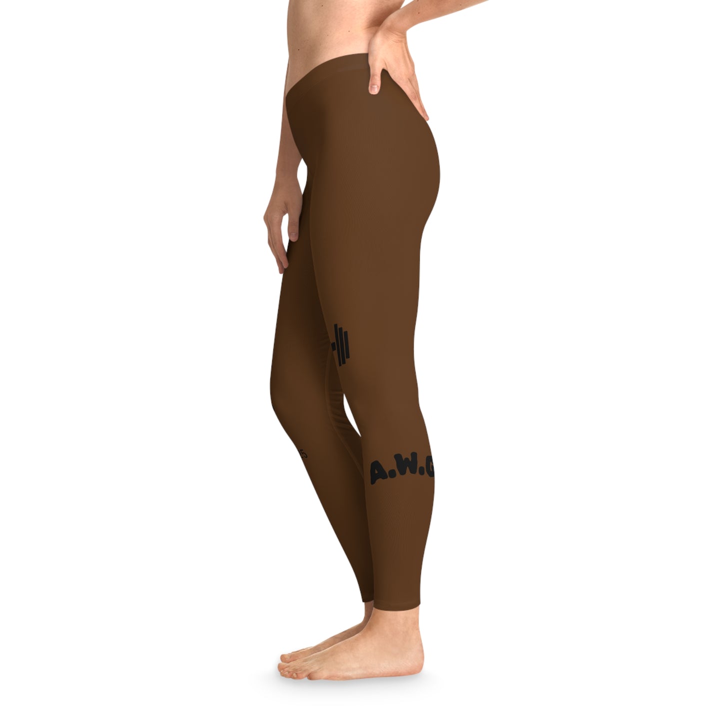 Ankle-Length Workout Leggings - Brown/Black
