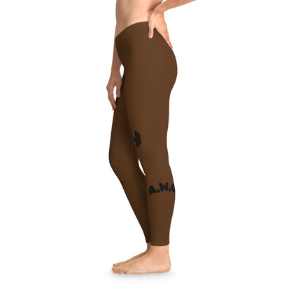 Ankle-Length Workout Leggings - Brown/Black