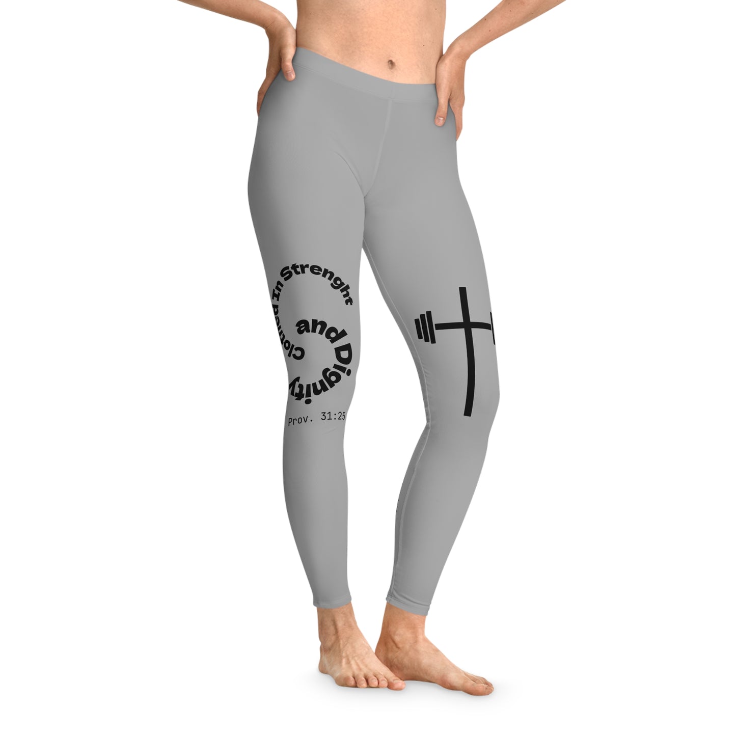 Ankle-Length Workout Leggings - Light Grey/Black