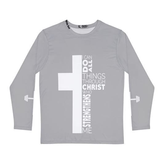 I Can do All things Through Christ - Unisex Long Sleeve - Light Grey/White