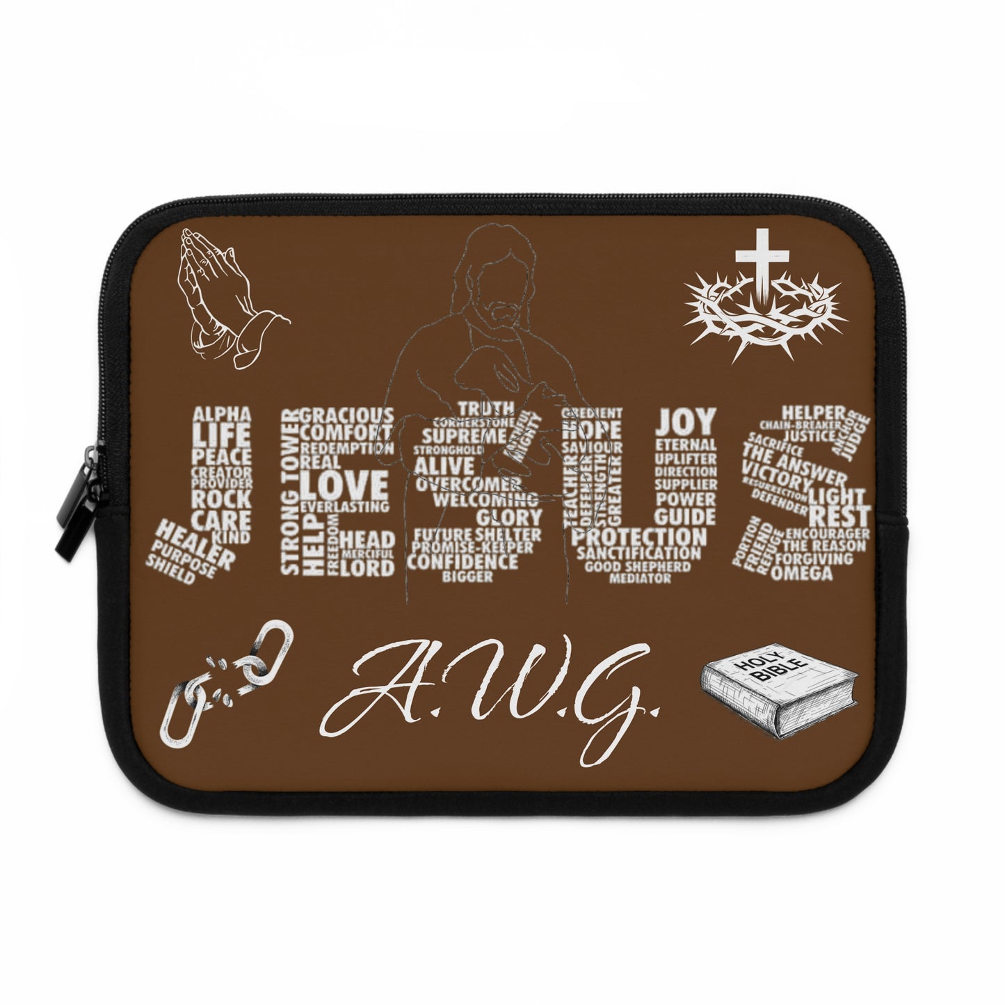 Jesus Laptop Sleeve - Brown