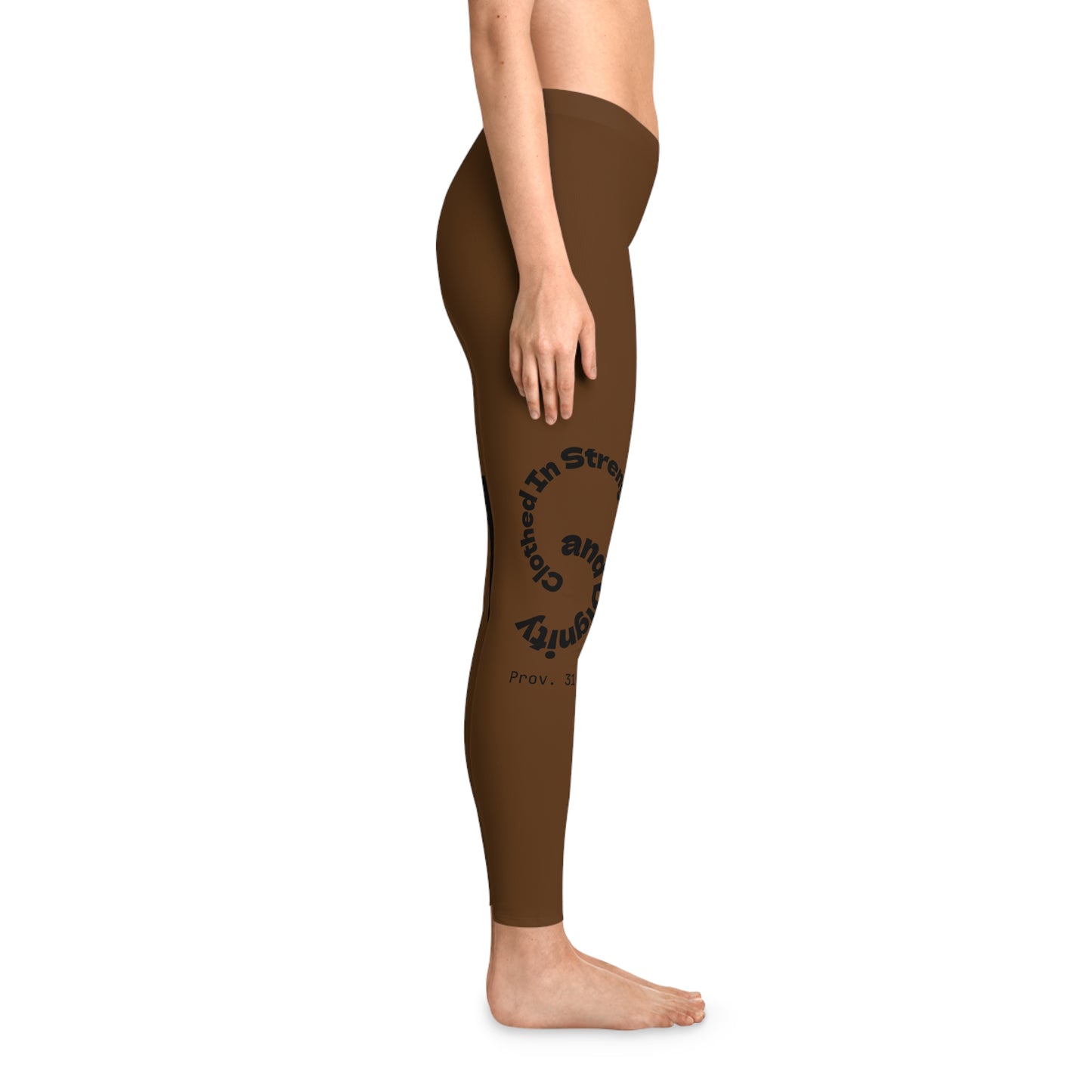 Ankle-Length Workout Leggings - Brown/Black