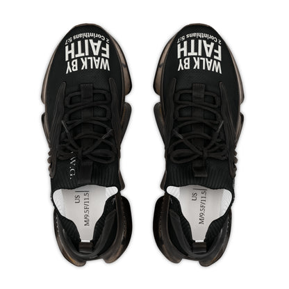 Walk by Faith Men's Mesh Sneakers — Black/White Athletic Faith Shoes