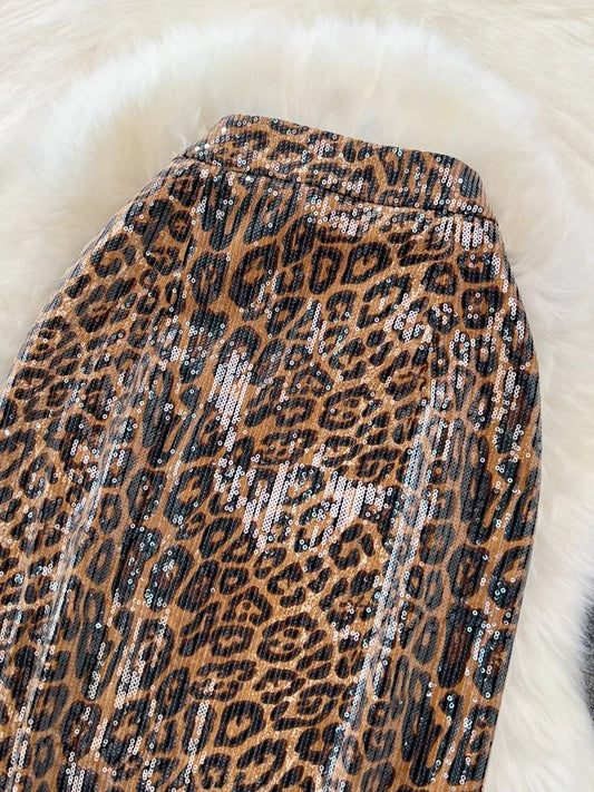 Print PU Leather Skirts For Women High Waist Mid Length Elegant Skirt Female