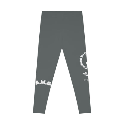 Ankle-Length Leggings - Dark Grey/White